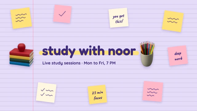 Study with me YouTube banner template