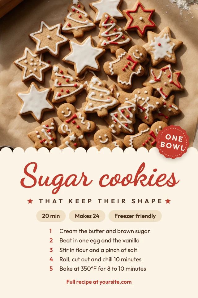 Sugar cookie recipe pin template
