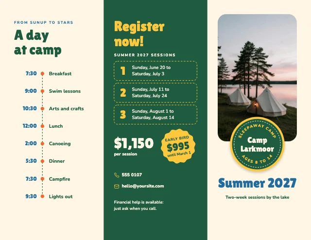 Summer camp brochure template