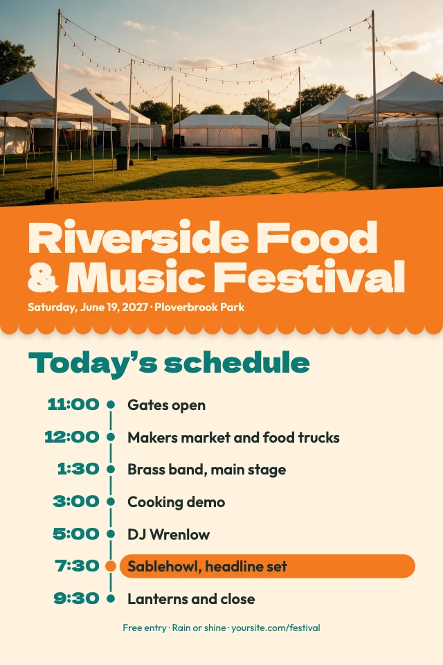 Festival day schedule poster template