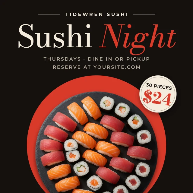 Sushi night Instagram post template