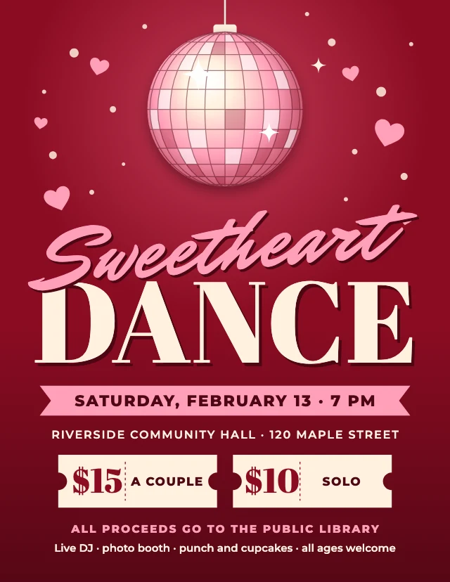 Sweetheart dance flyer template
