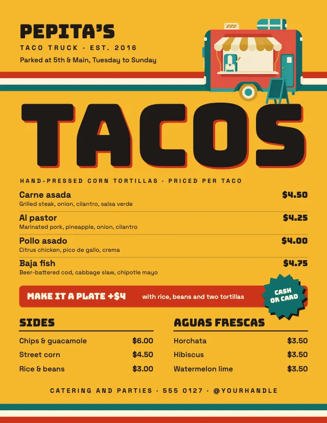 Taco truck menu template