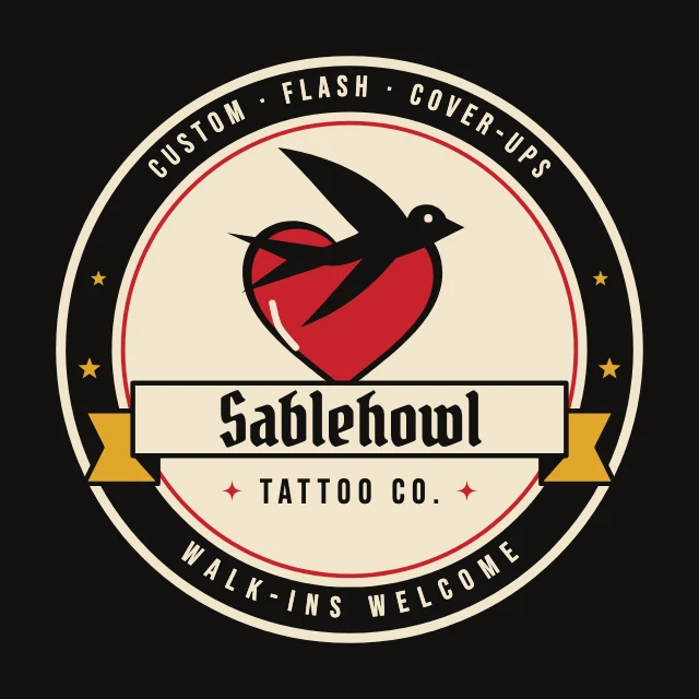 Tattoo studio emblem logo template