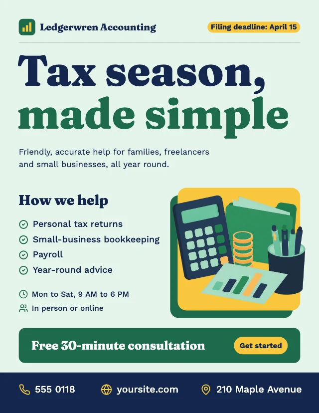 Tax and accounting flyer template