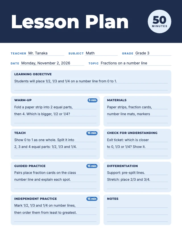 Lesson plan template template