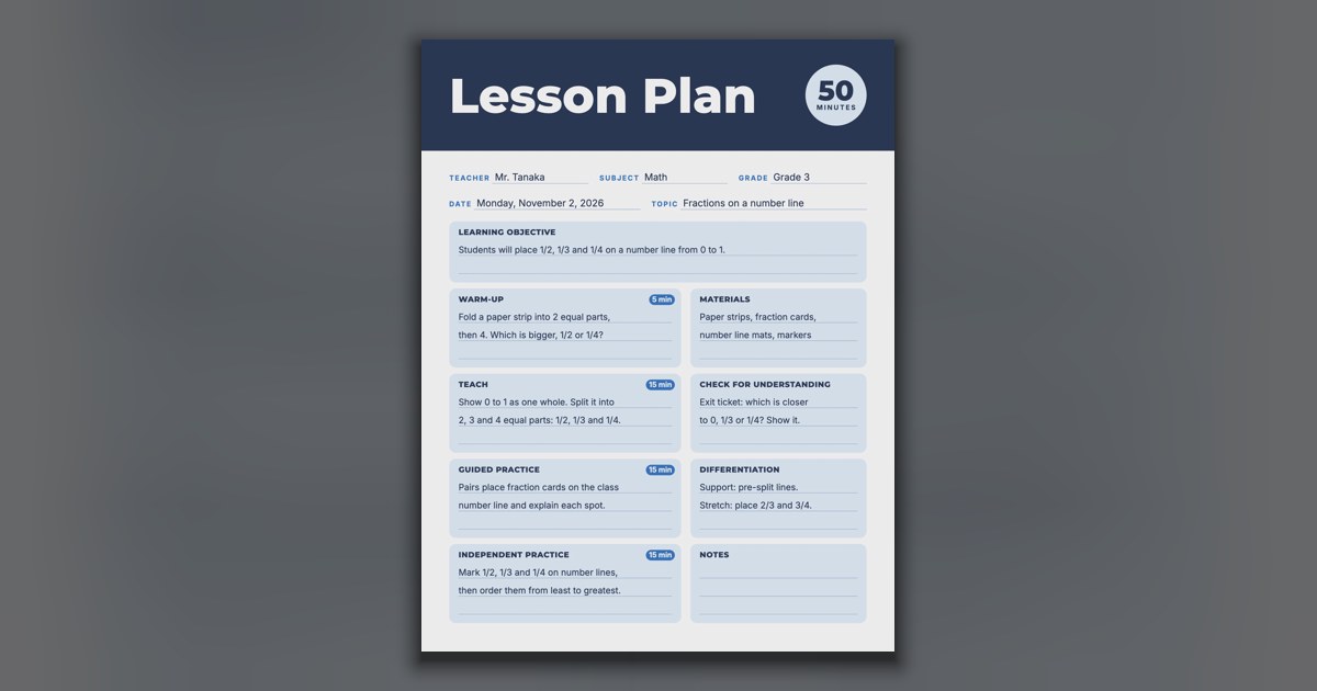 Free Lesson Plan Templates for Teachers | BudgetPixel