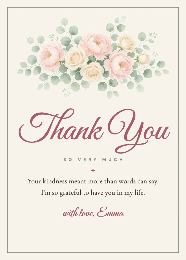 Floral thank-you card template