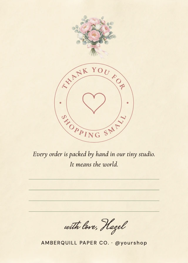 Thank you for shopping small card template
