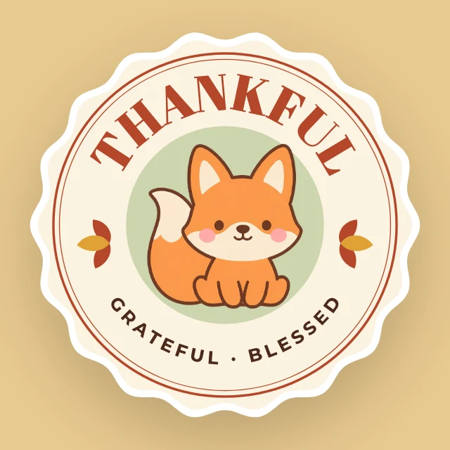 Thankful fox sticker template