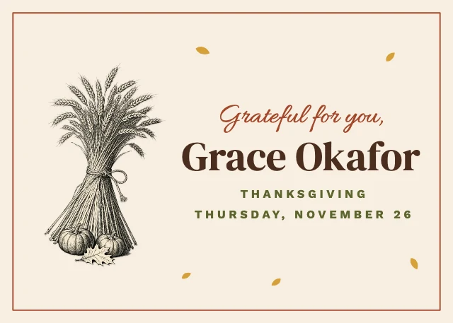 Thanksgiving dinner place card template