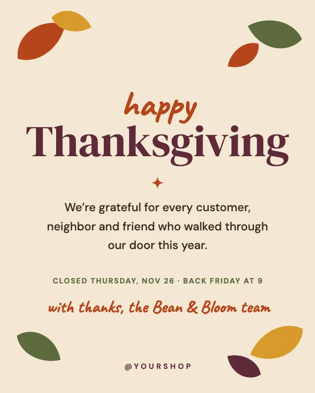 Thanksgiving greeting post template