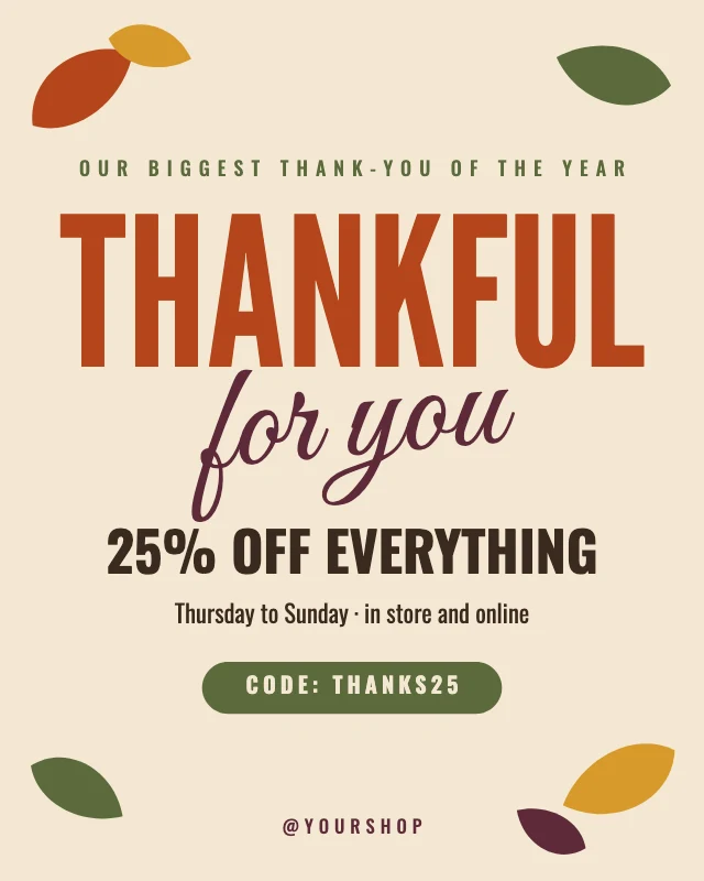 Thanksgiving sale post template