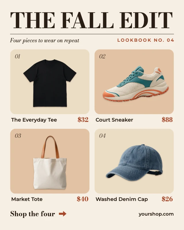 Fall edit lookbook grid template