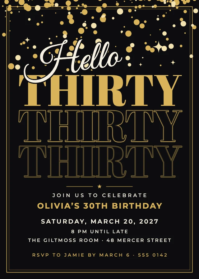 30th birthday invitation template