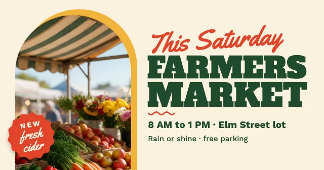Farmers market Facebook post template