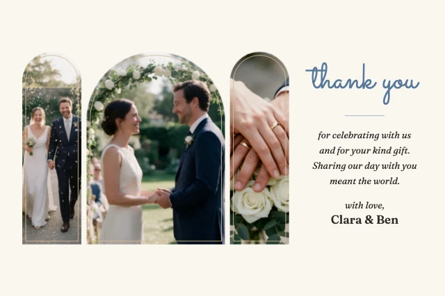 Photo wedding thank you postcard template