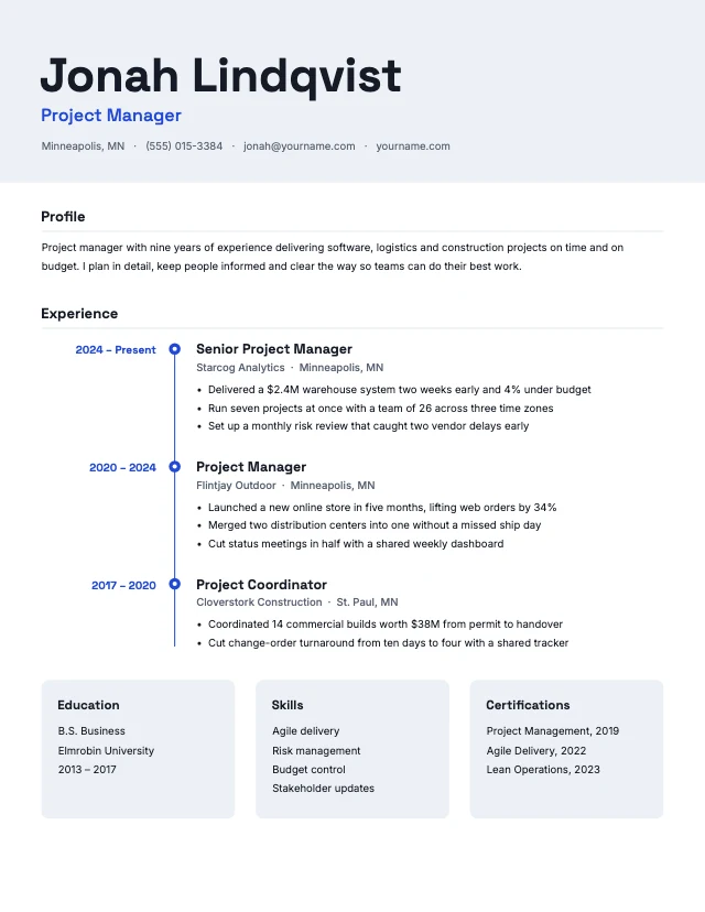 Timeline resume template
