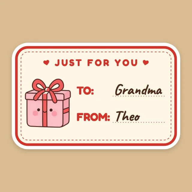 To and from gift label template