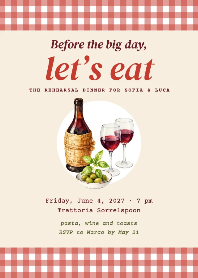 Rehearsal dinner invitation template