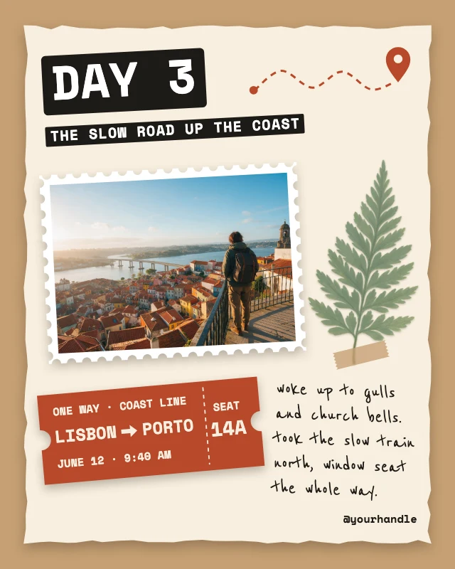 Travel journal scrapbook page template