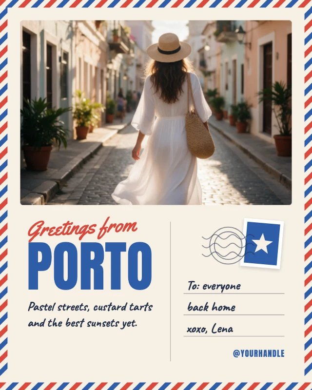 Travel postcard post template