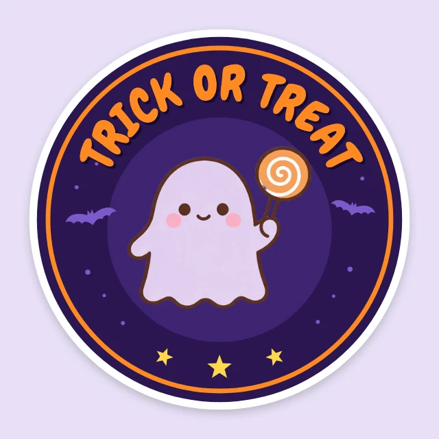 Trick or treat ghost sticker template