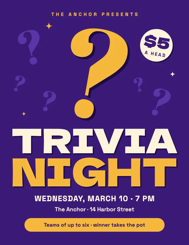 Trivia night flyer template