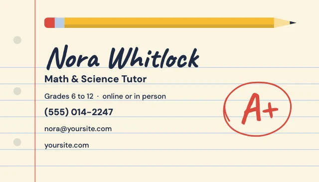 Tutor business card template