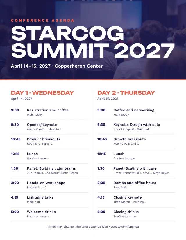 Conference agenda template