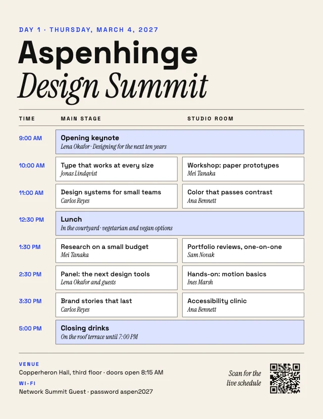 Two-track conference agenda template