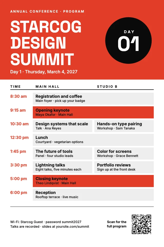 Conference schedule poster template