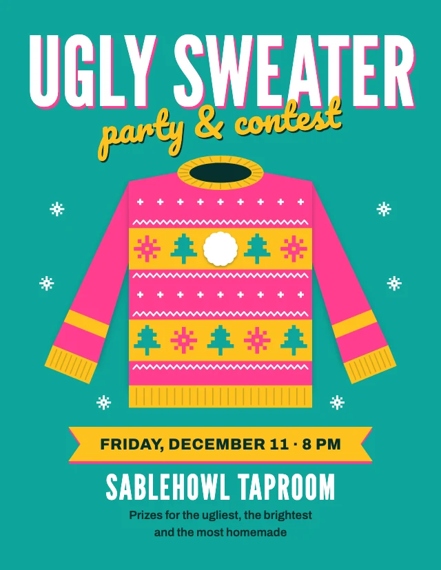 Ugly sweater party flyer template