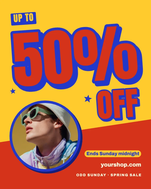 Up to 50% off fashion sale template