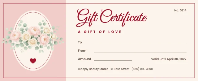 Valentine’s gift certificate template