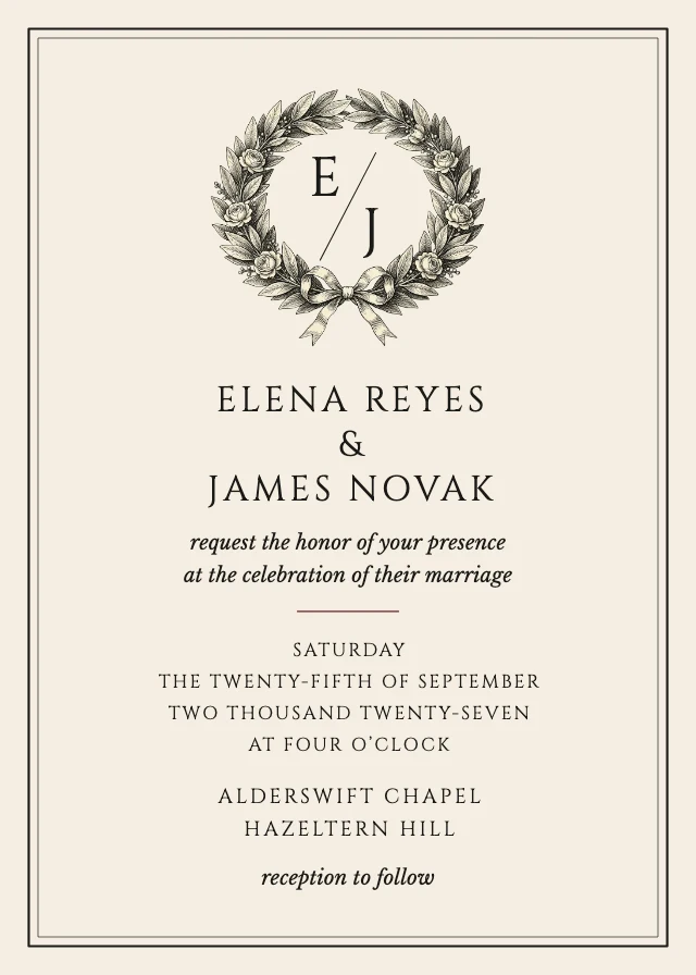Vintage crest wedding invitation template