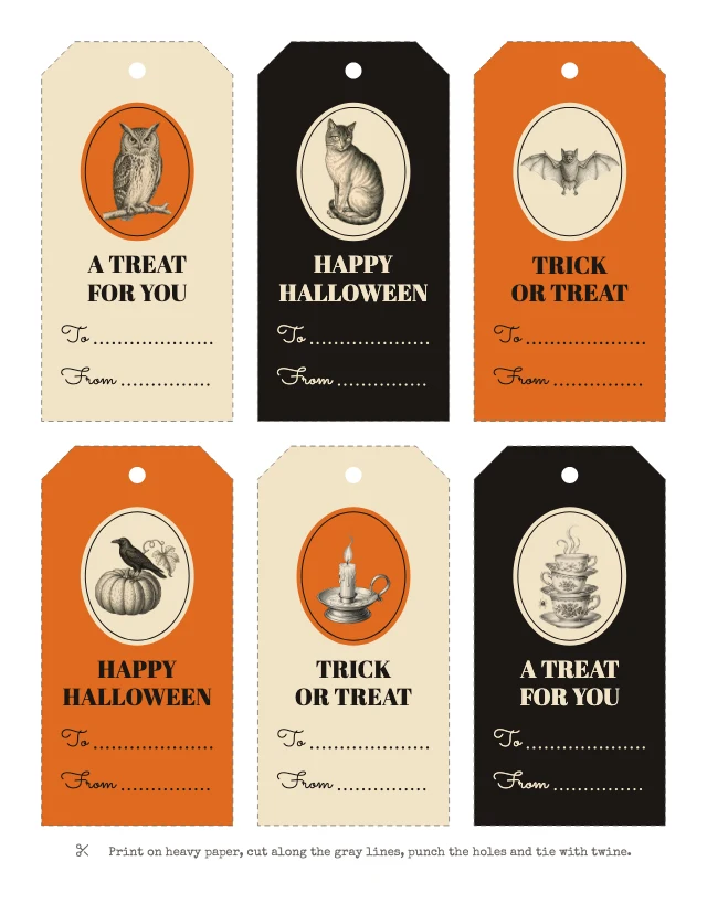 Vintage Halloween gift tags template