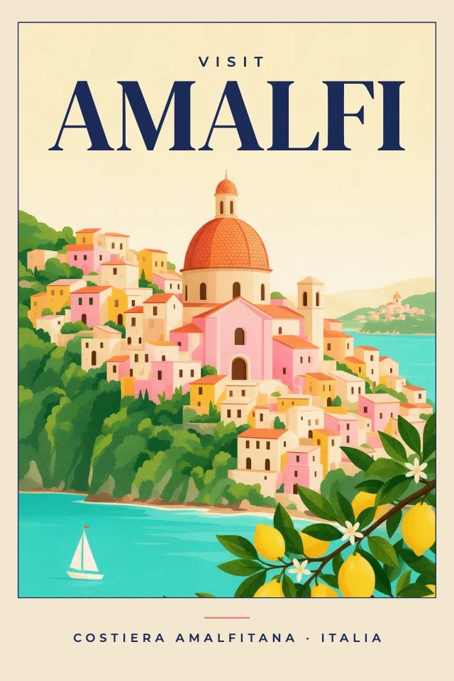 Vintage Italy travel poster template