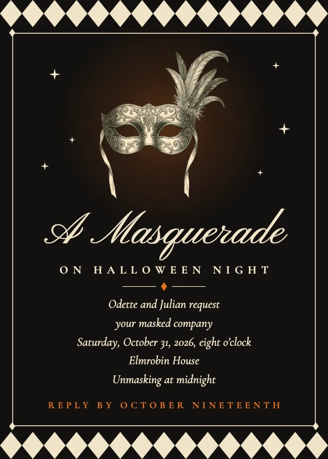 Vintage masquerade invitation template