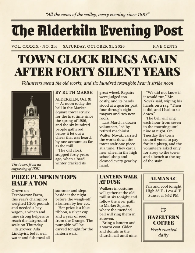 Vintage newspaper template
