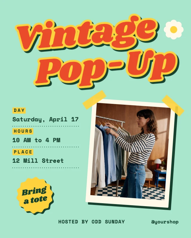 Vintage pop-up market post template