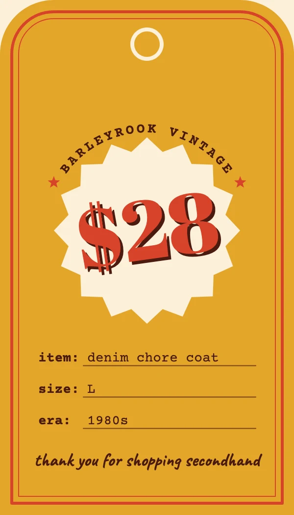 Vintage shop price tag template