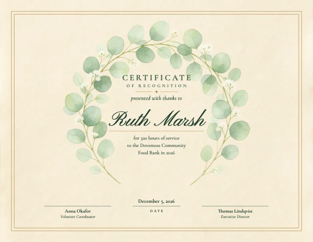 Volunteer recognition certificate template
