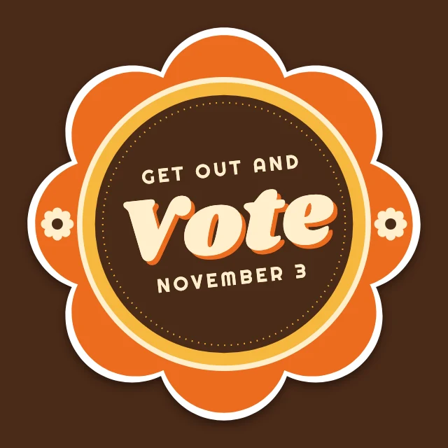 Groovy vote flower sticker template