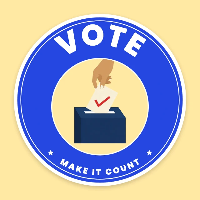 Vote hand and ballot sticker template