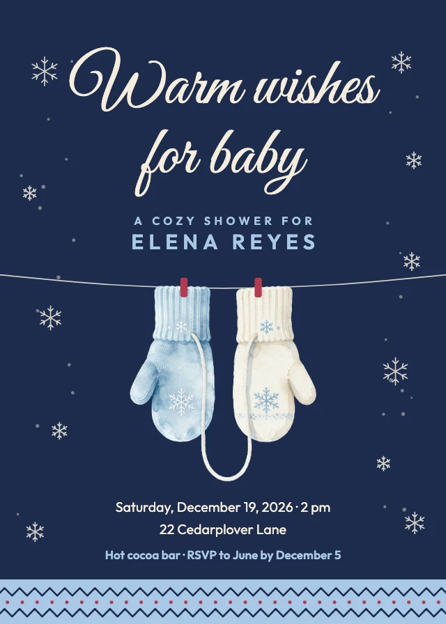 Winter baby shower invitation template