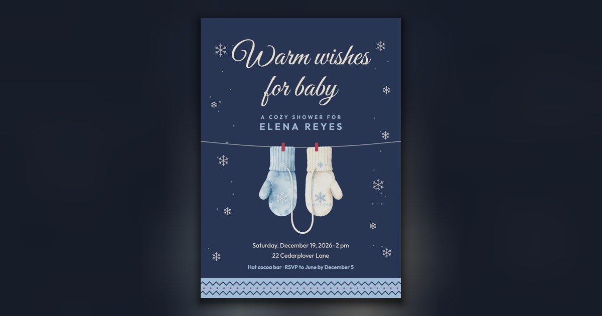 Winter baby shower invitation: Free Editable Template | BudgetPixel