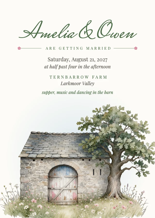 Watercolor venue wedding invitation template