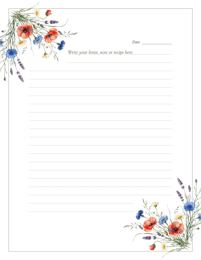 Watercolor flower page border template