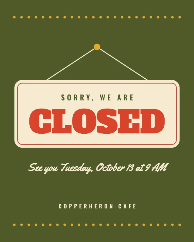 We are closed post template
